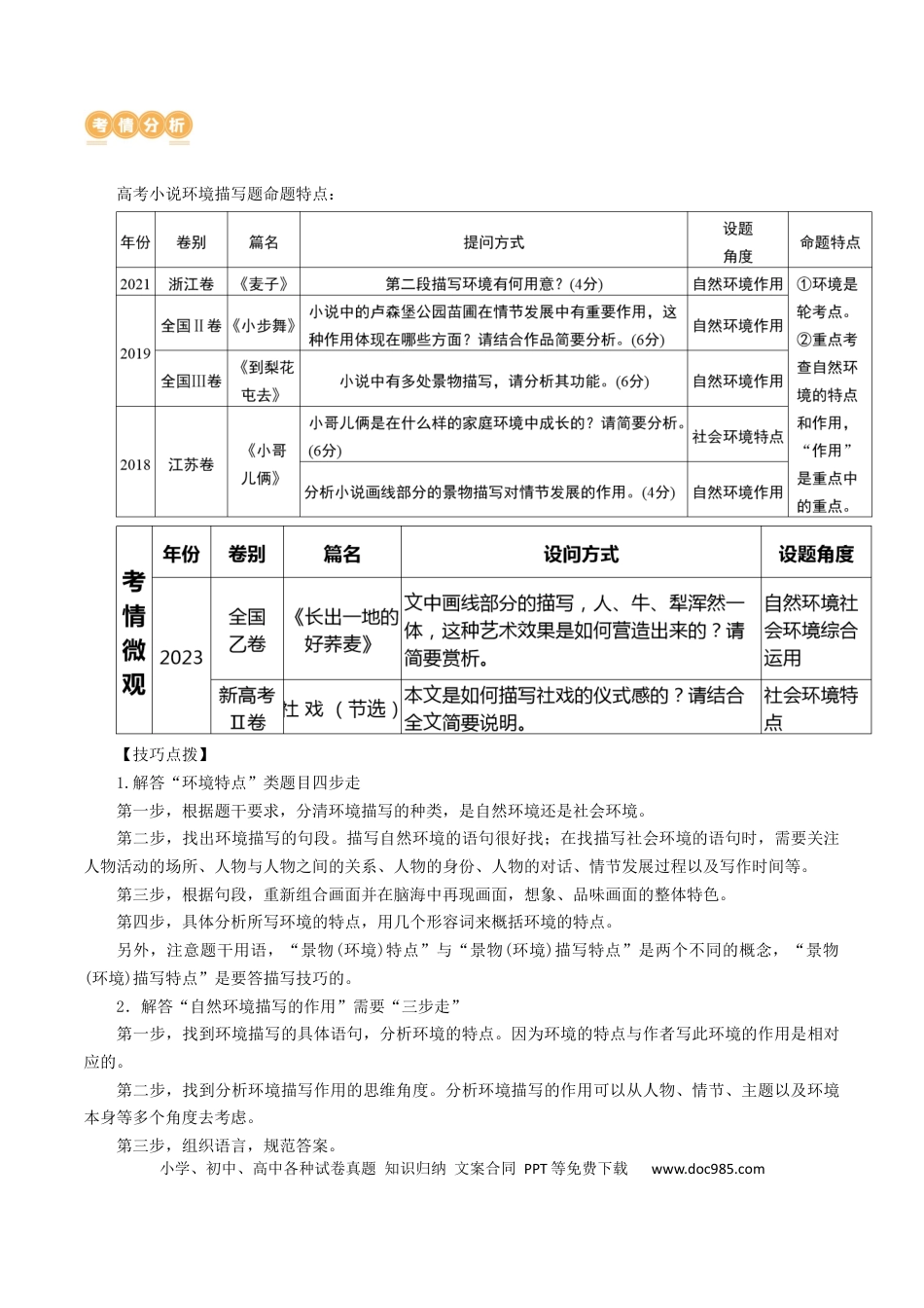 高考语文 专题09+读懂小说的环境（讲义）-2024年高考语文二轮复习讲练测（新教材新高考）(1).docx