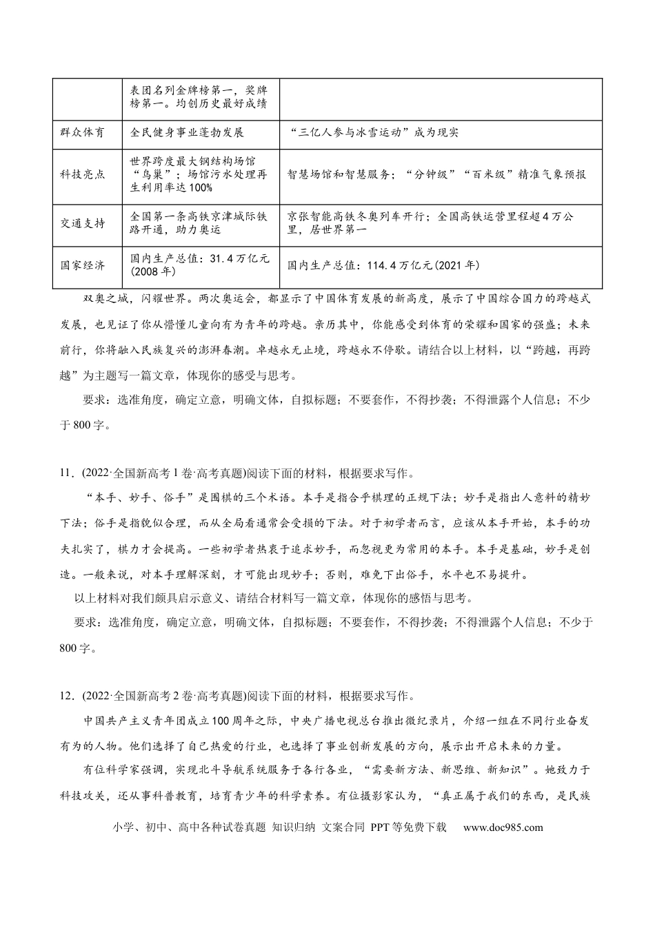 高考语文 专题10 大作文微写作-2022年高考真题和模拟题语文分类训练（学生版）(1).docx