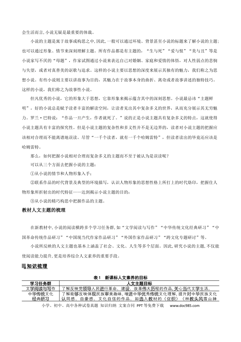 高考语文 专题10+小说主旨意蕴探究（讲义）-2024年高考语文二轮复习讲练测（新教材新高考）(1).docx