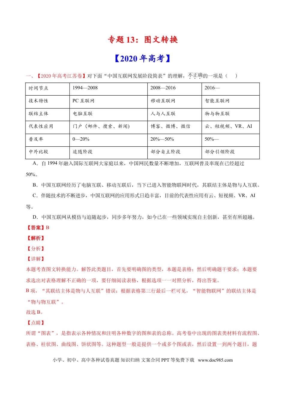 高考语文 专题13 图文转换-2020年高考真题和模拟题语文分类训练（教师版含解析） (2).doc