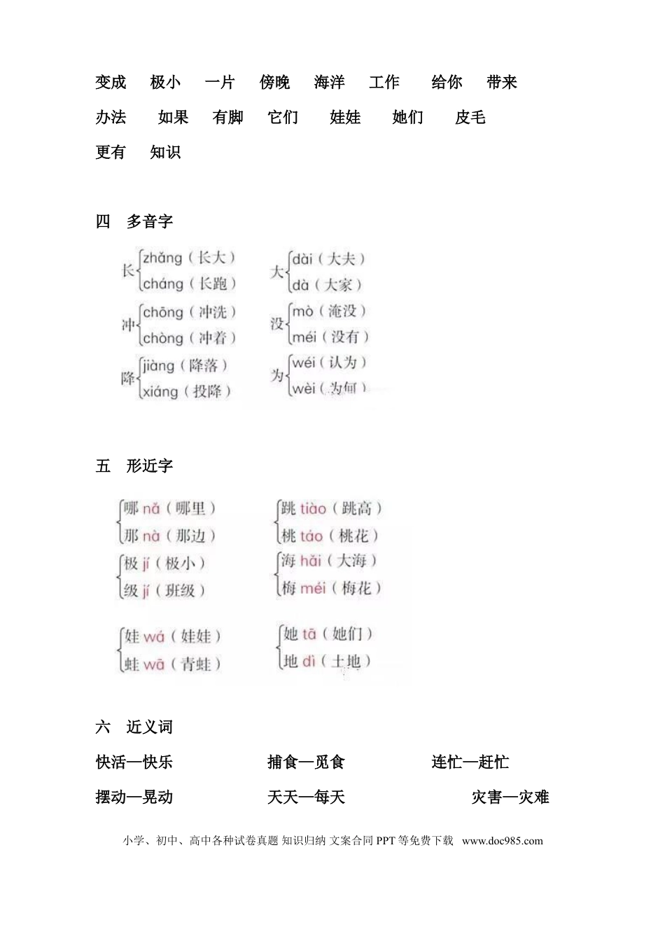 【知识点归纳总结】人教小学语文 2年级上人教小学语文2.doc