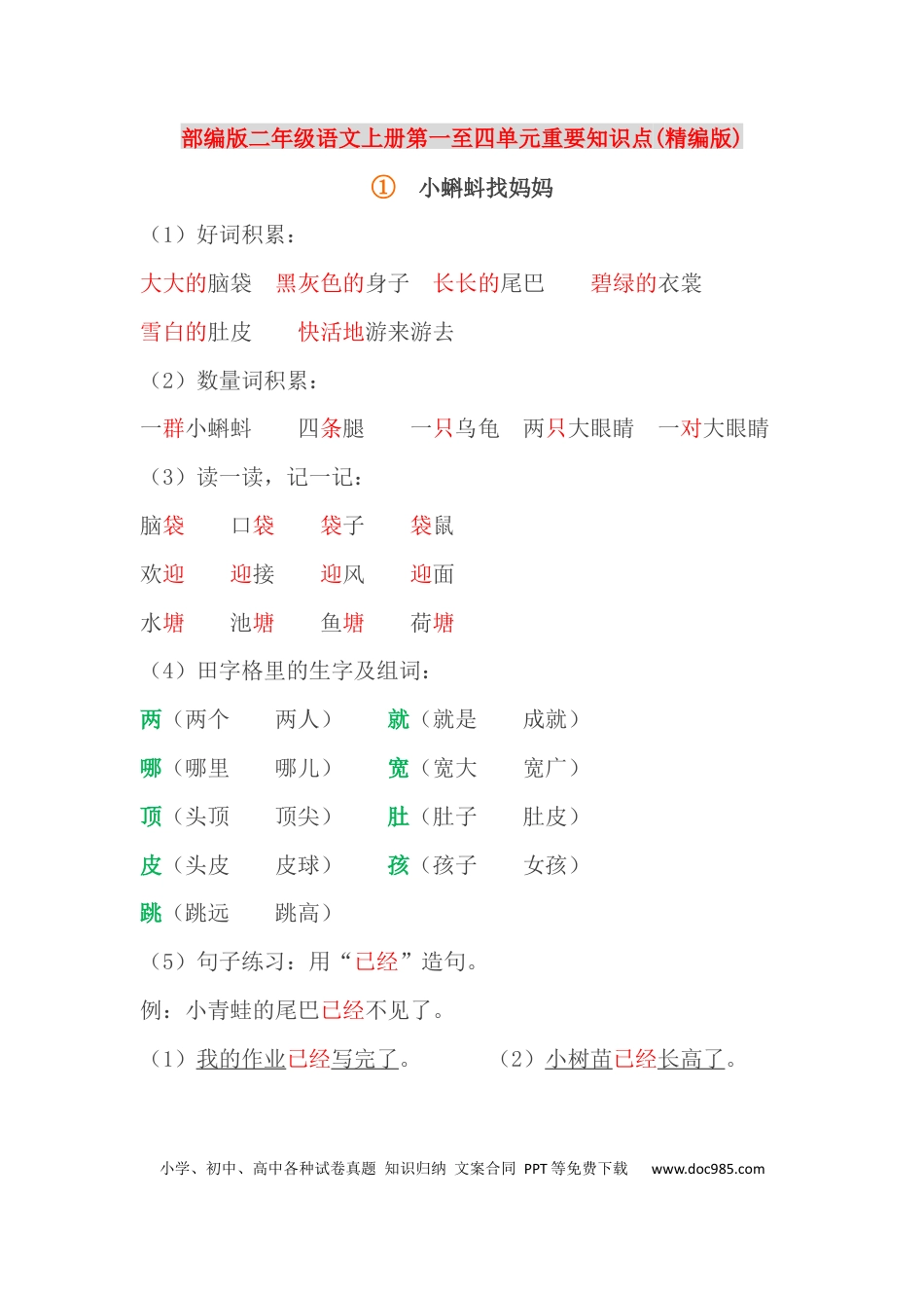 【知识点归纳总结】人教小学语文 2年级上人教小学语文2.docx
