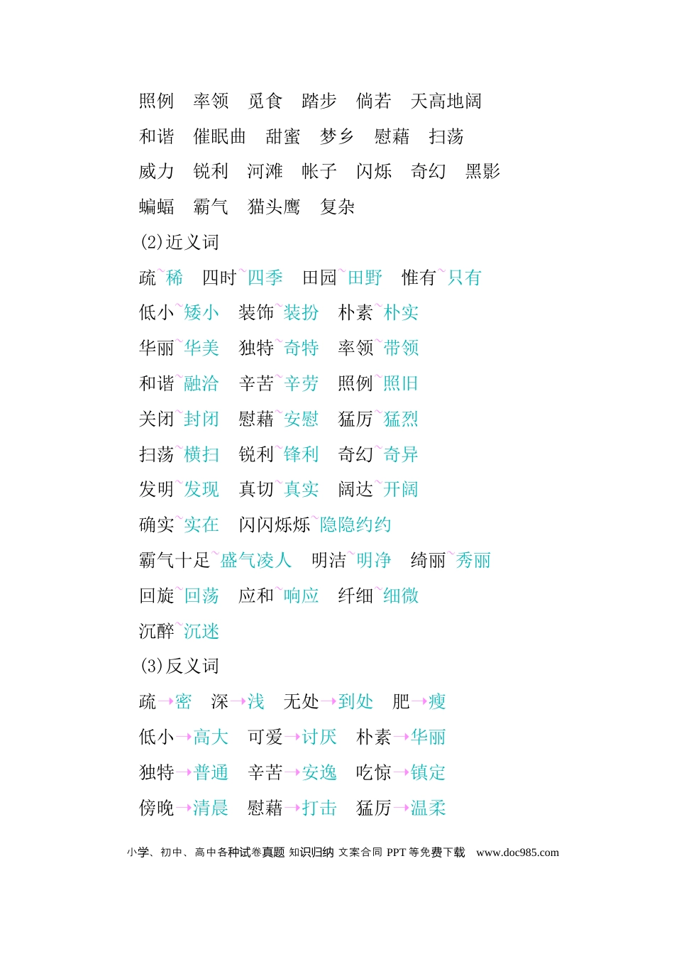 人教小学语文4下 单元知识小结第一单元知识小结.docx