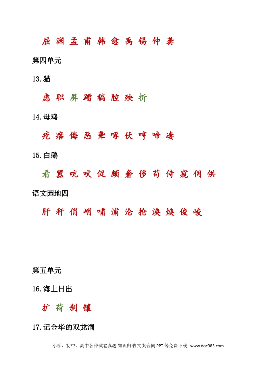 【知识点归纳总结】人教小学语文 4年级下人教小学语文4(1).doc