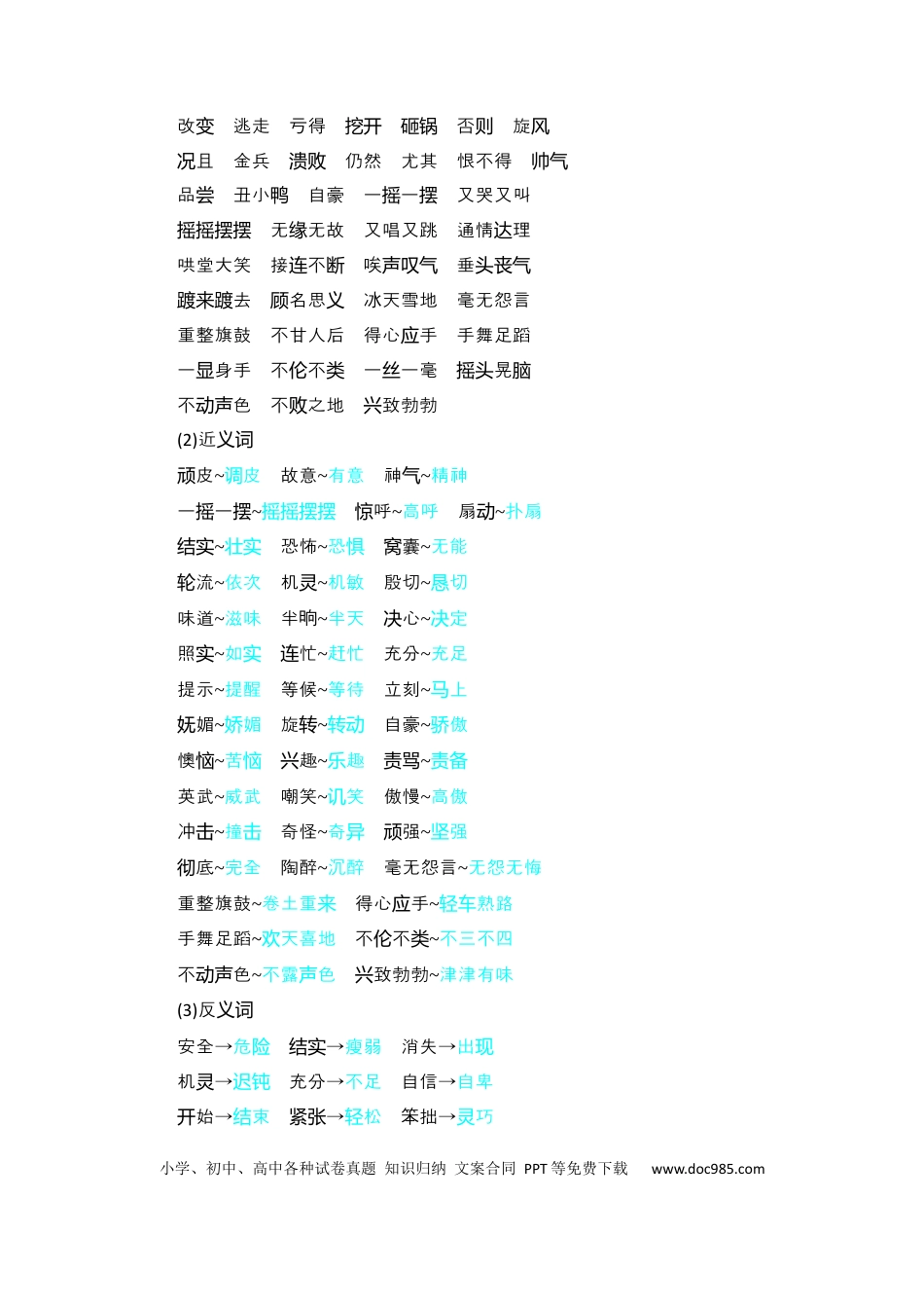 人教小学语文4上 单元知识点小结第6单元知识小结.docx