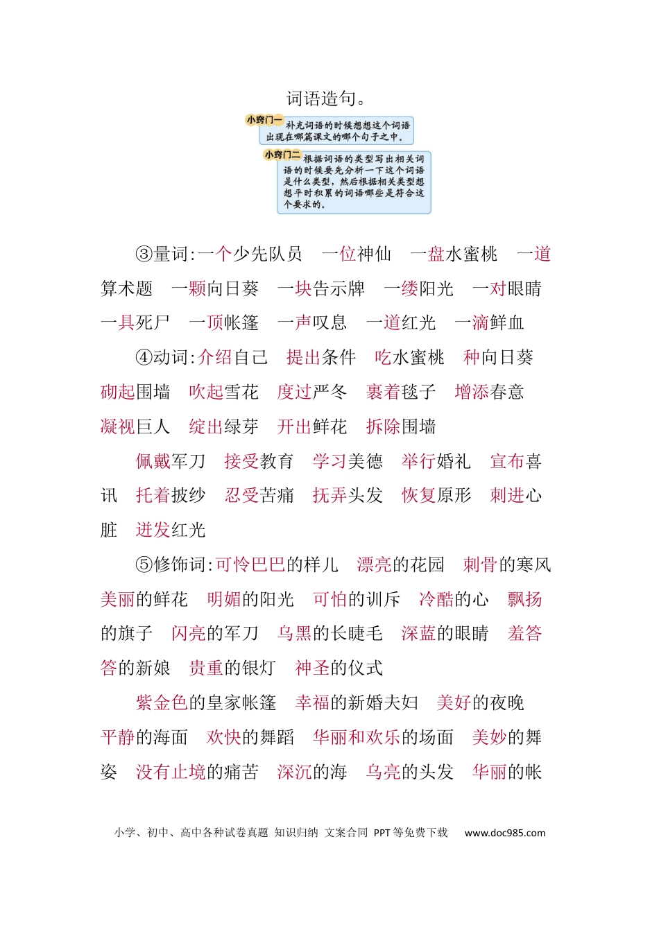人教小学语文4下 单元知识小结第八单元知识小结.docx