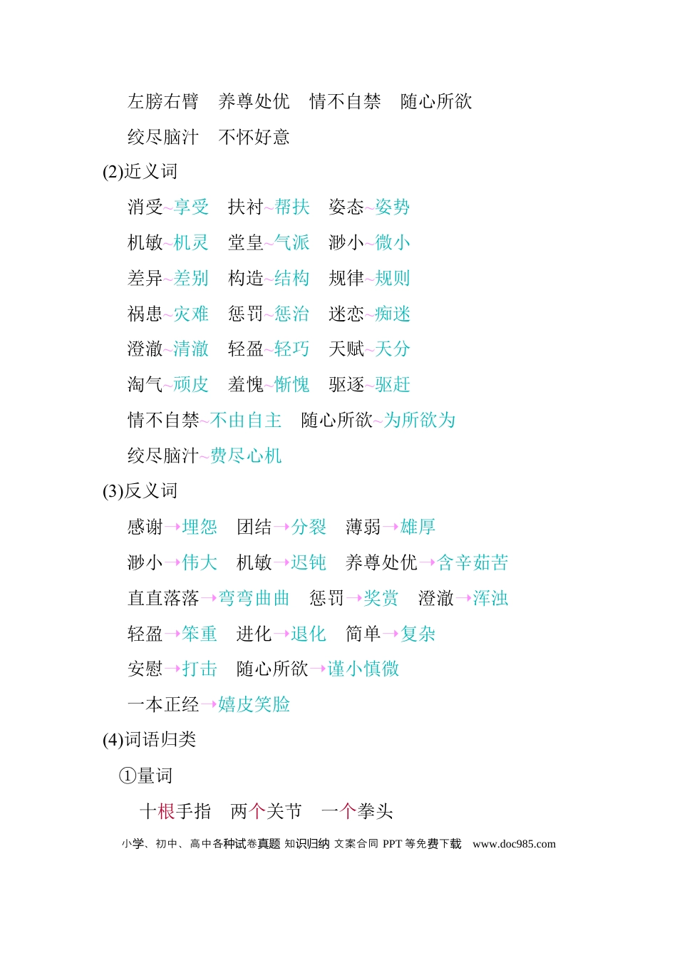 人教小学语文5下 单元知识点小结第八单元知识小结.docx