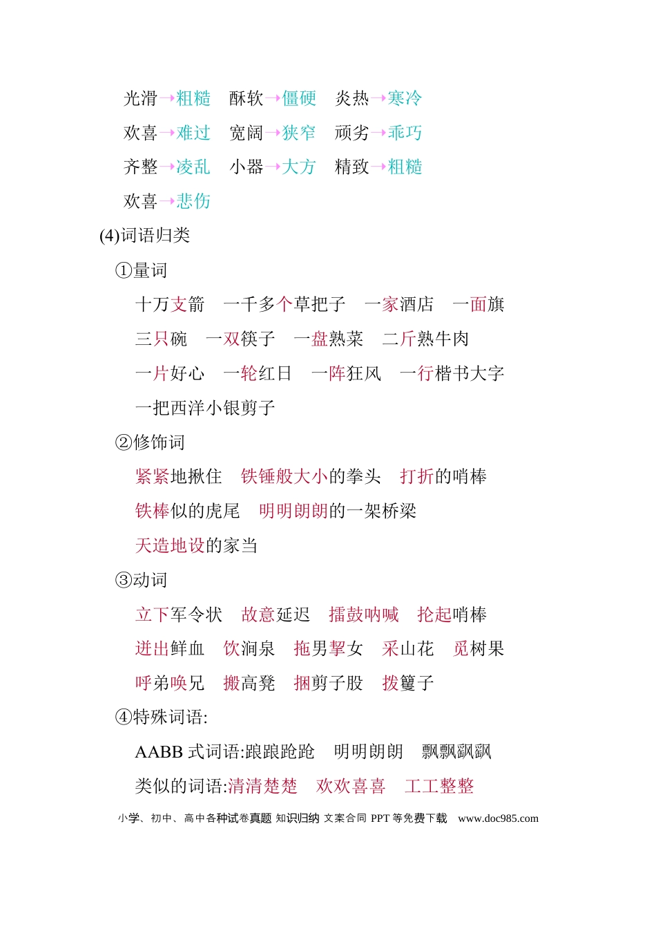 人教小学语文5下 单元知识点小结第二单元知识小结.docx