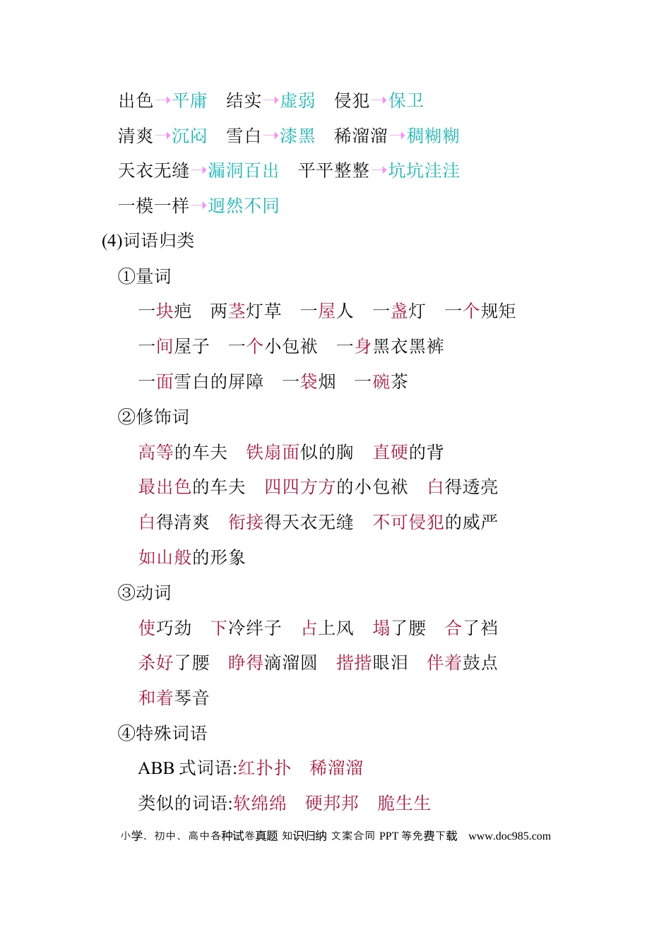 人教小学语文5下 单元知识点小结第五单元知识小结.docx