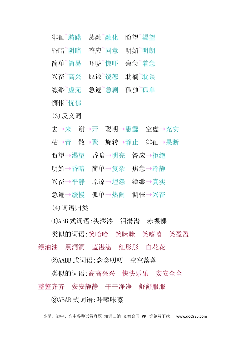 人教小学语文6下 单元知识点小结第三单元知识小结.docx