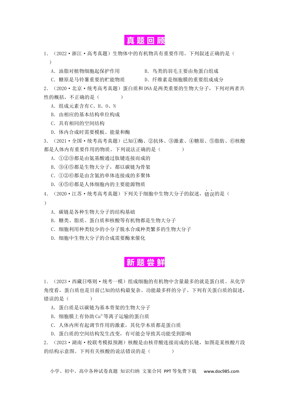 专题04 核酸（原卷版）.docx