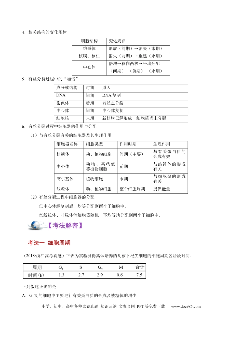 解密08 有丝分裂和减数分裂（讲义）-【高频考点解密】2021年高考生物二轮复习讲义+分层训练.docx