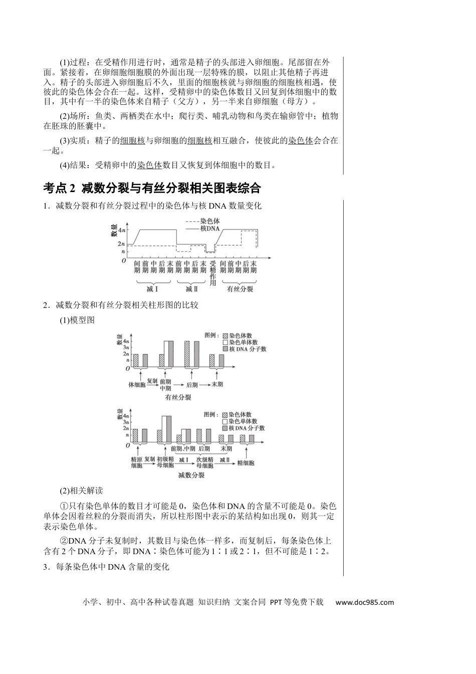 知识清单10+减数分裂和受精作用（3大考点+4个易错点）-【上好课】2025年高考生物一轮复习知识清单.docx