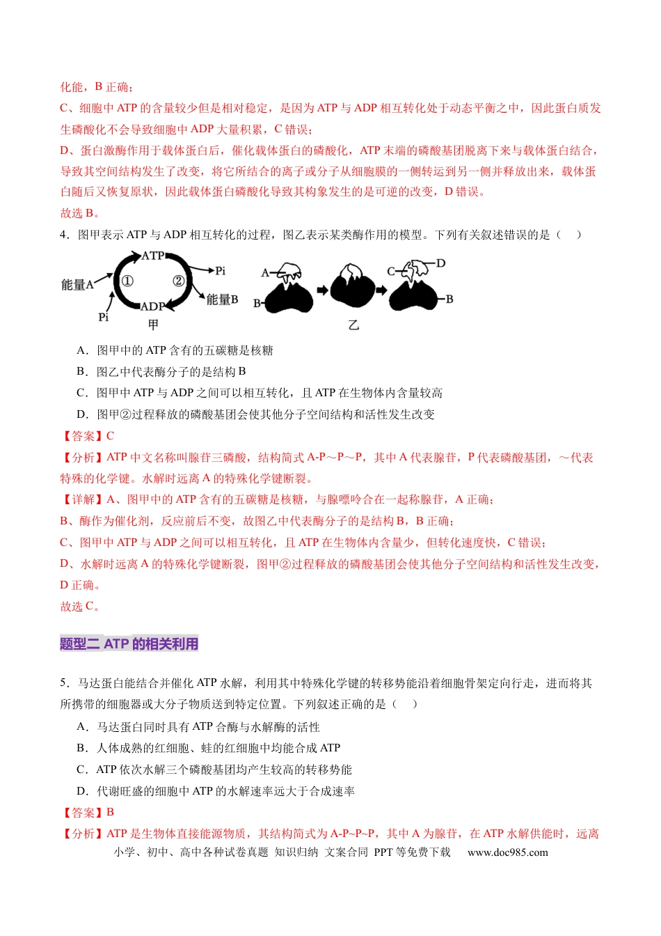 第08讲 酶和ATP（第二课时）（练习）（解析版）.docx