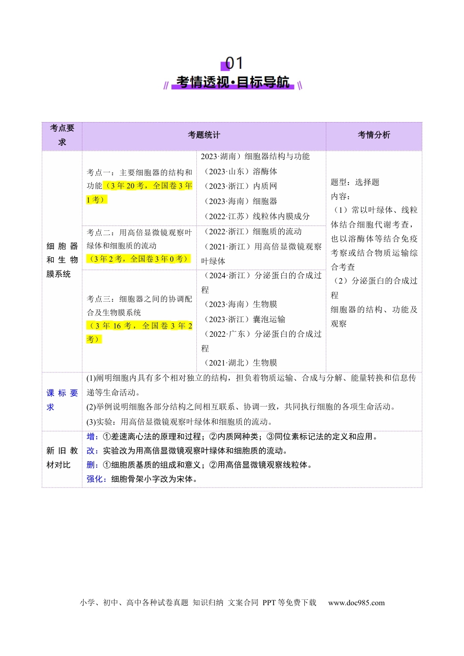 第06讲 细胞器和生物膜系统（讲义）（原卷版）.docx