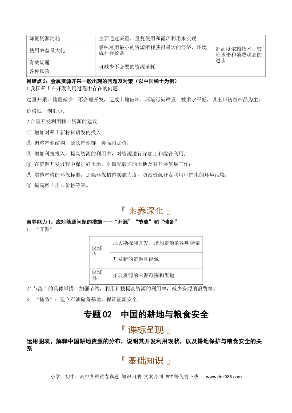 资源、环境与国家安全地理专题-【口袋书】2023年高考必背知识手册.docx