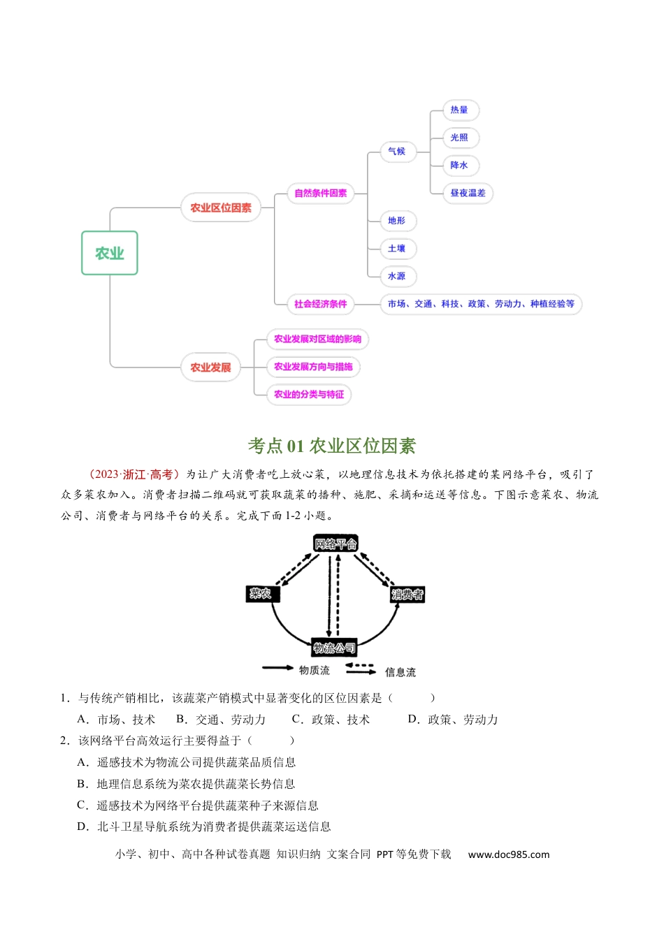专题10  农业-学易金卷：五年（2019-2023）高考地理真题分项汇编（原卷版）.docx