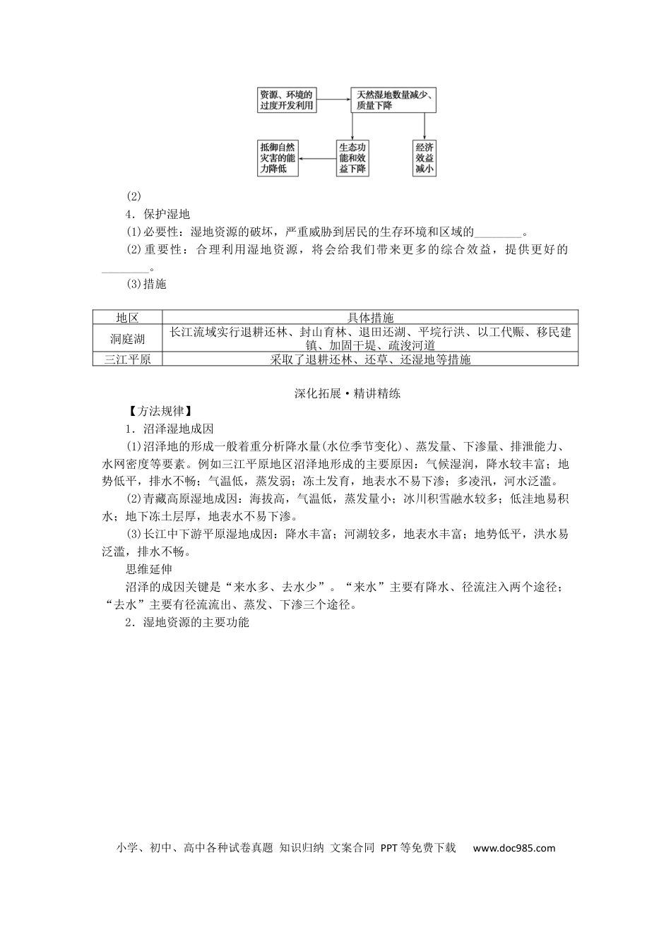 统考版2023版高三地理一轮复习第31讲湿地资源的开发与保护__以洞庭湖区为例学生用书.docx
