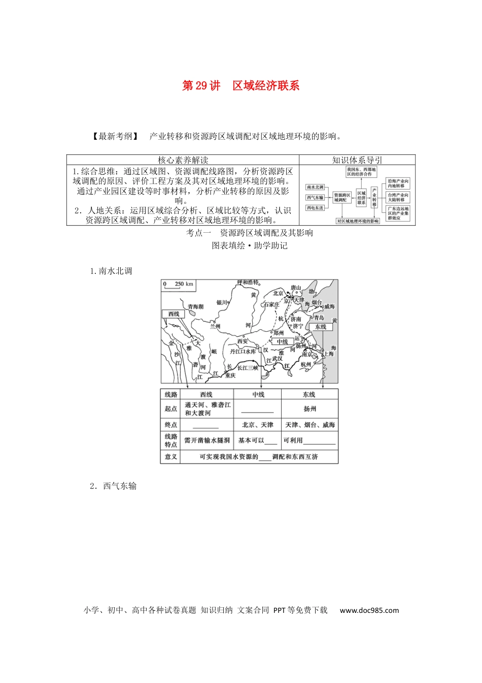 统考版2023版高三地理一轮复习第29讲区域经济联系学生用书.docx