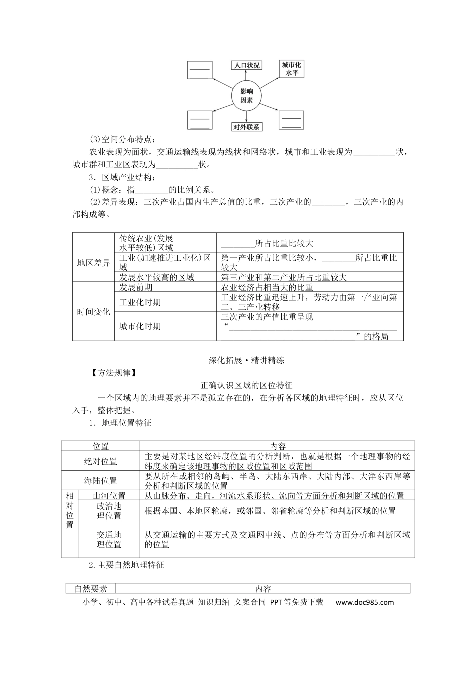 统考版2023版高三地理一轮复习第28讲区域的基本含义区域发展阶段和区域发展差异学生用书.docx