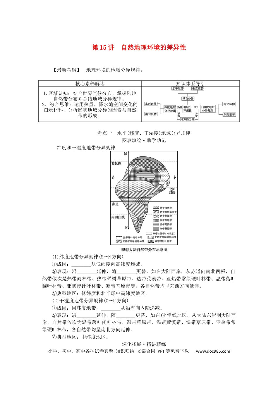 统考版2023版高三地理一轮复习第15讲自然地理环境的差异性学生用书.docx