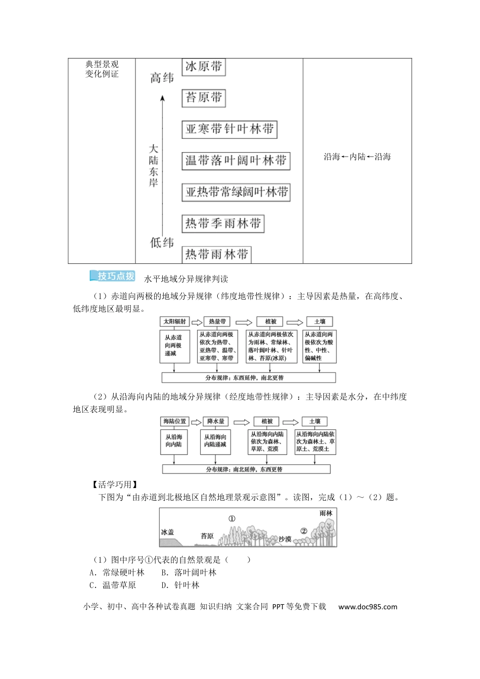 统考版2023版高三地理一轮复习第15讲自然地理环境的差异性学生用书.docx