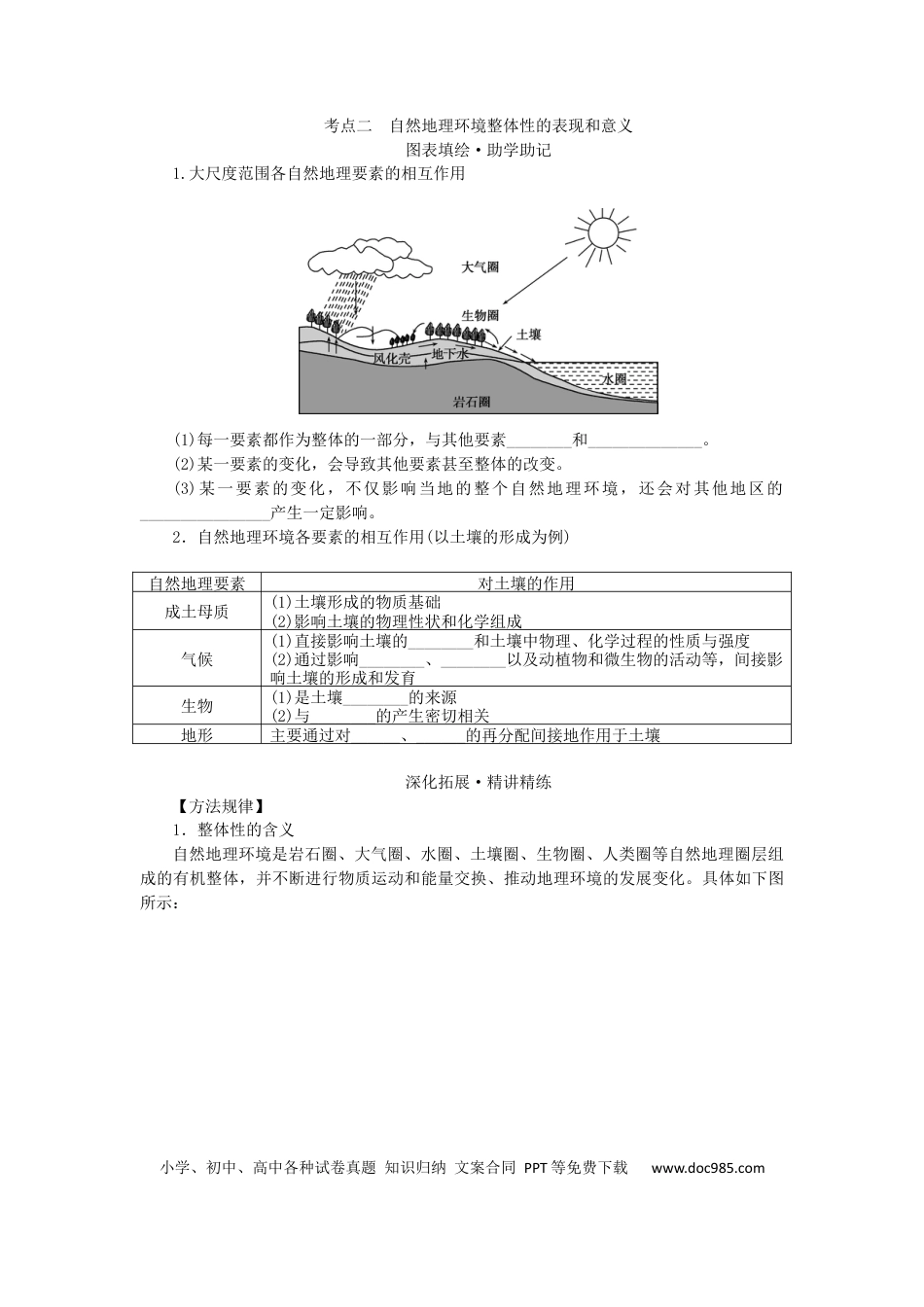 统考版2023版高三地理一轮复习第14讲自然地理要素变化与环境变迁和自然地理环境的整体性学生用书.docx