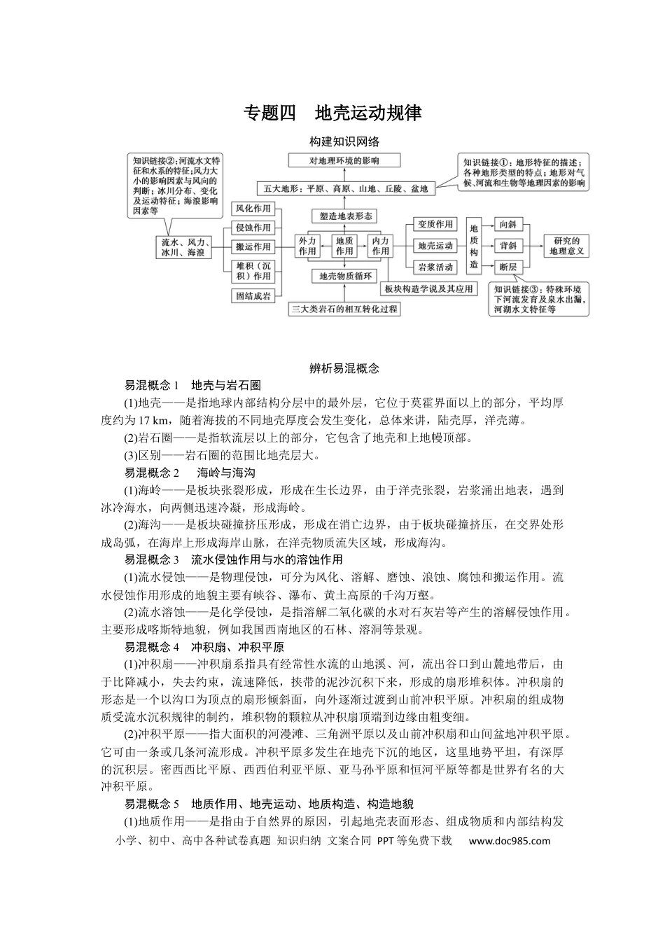 2023届高三地理二轮专题复习学案 专题四 地壳运动规律.docx