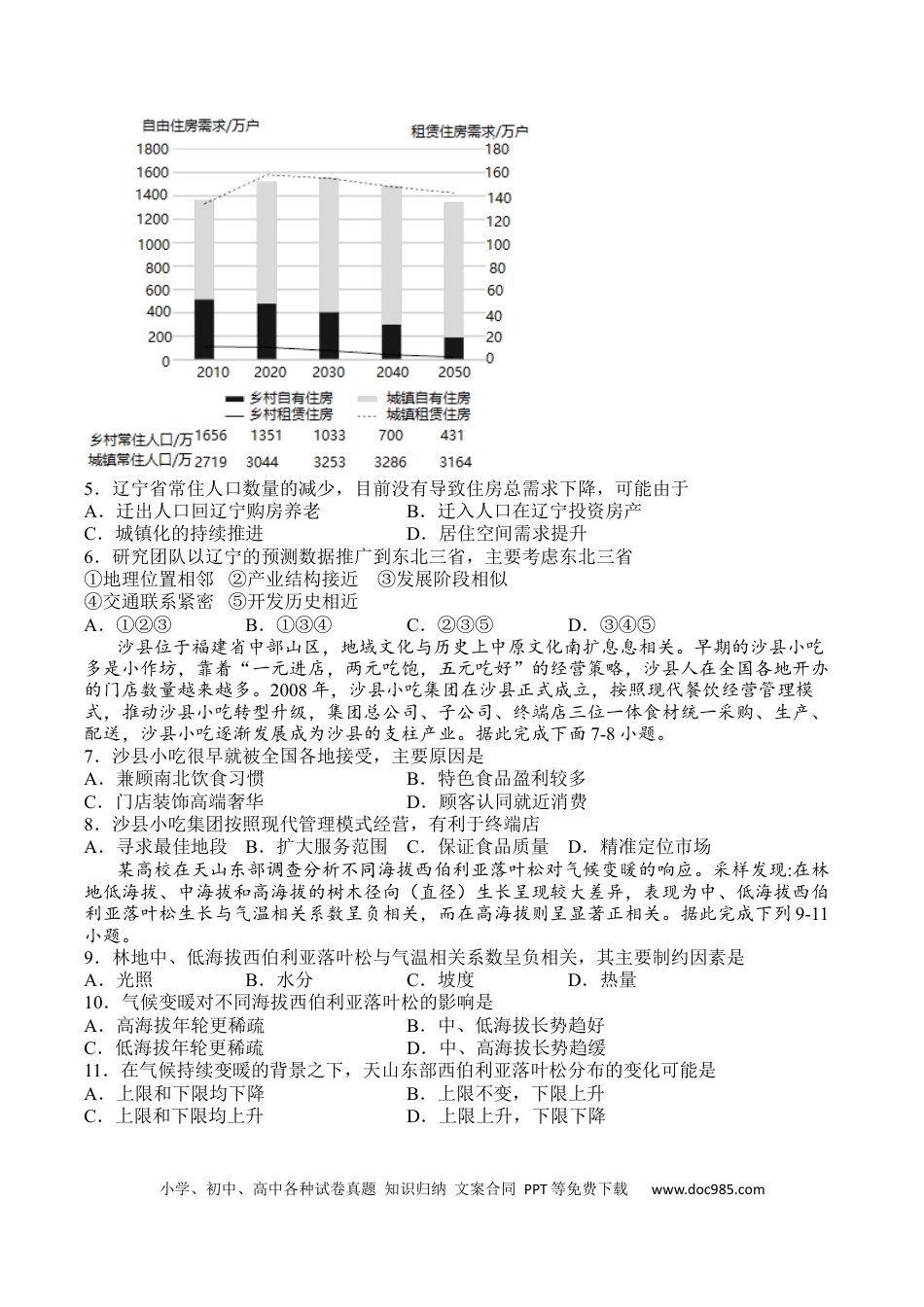 四川省泸县第四中学2022-2023学年高三上学期期末考试文综试题.docx
