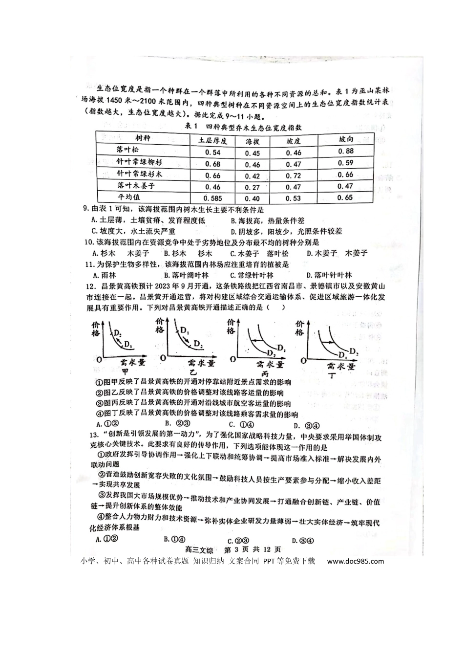 2023届江西省景德镇市高三上学期二模文综试题.docx
