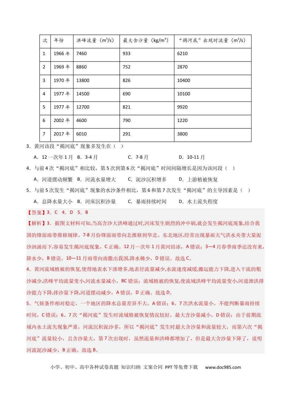 热点突破06（三）含沙量与输沙量-2025年高考地理一轮复习考点通关卷（新高考通用）（解析版）.docx