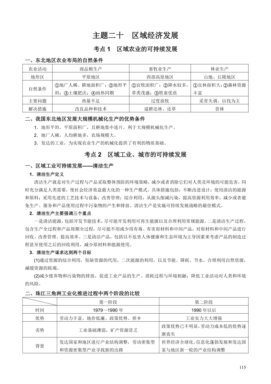 【整合突破专题学案】主题二十：区域经济发展（高三地理自主复习资料，pdf版）.pdf