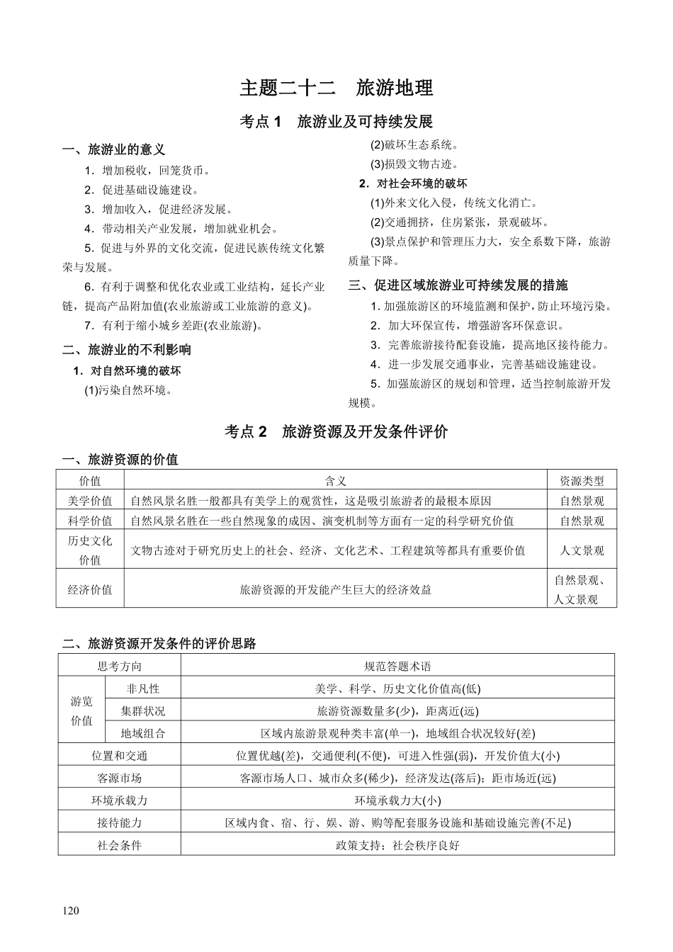 【整合突破专题学案】主题二十二：旅游地理（高三地理自主复习资料，pdf版）.pdf