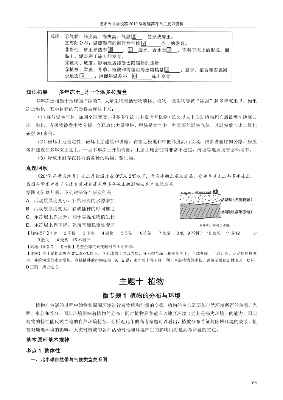 【整合突破专题学案】主题十：植物（高三地理自主复习资料，pdf版）.pdf
