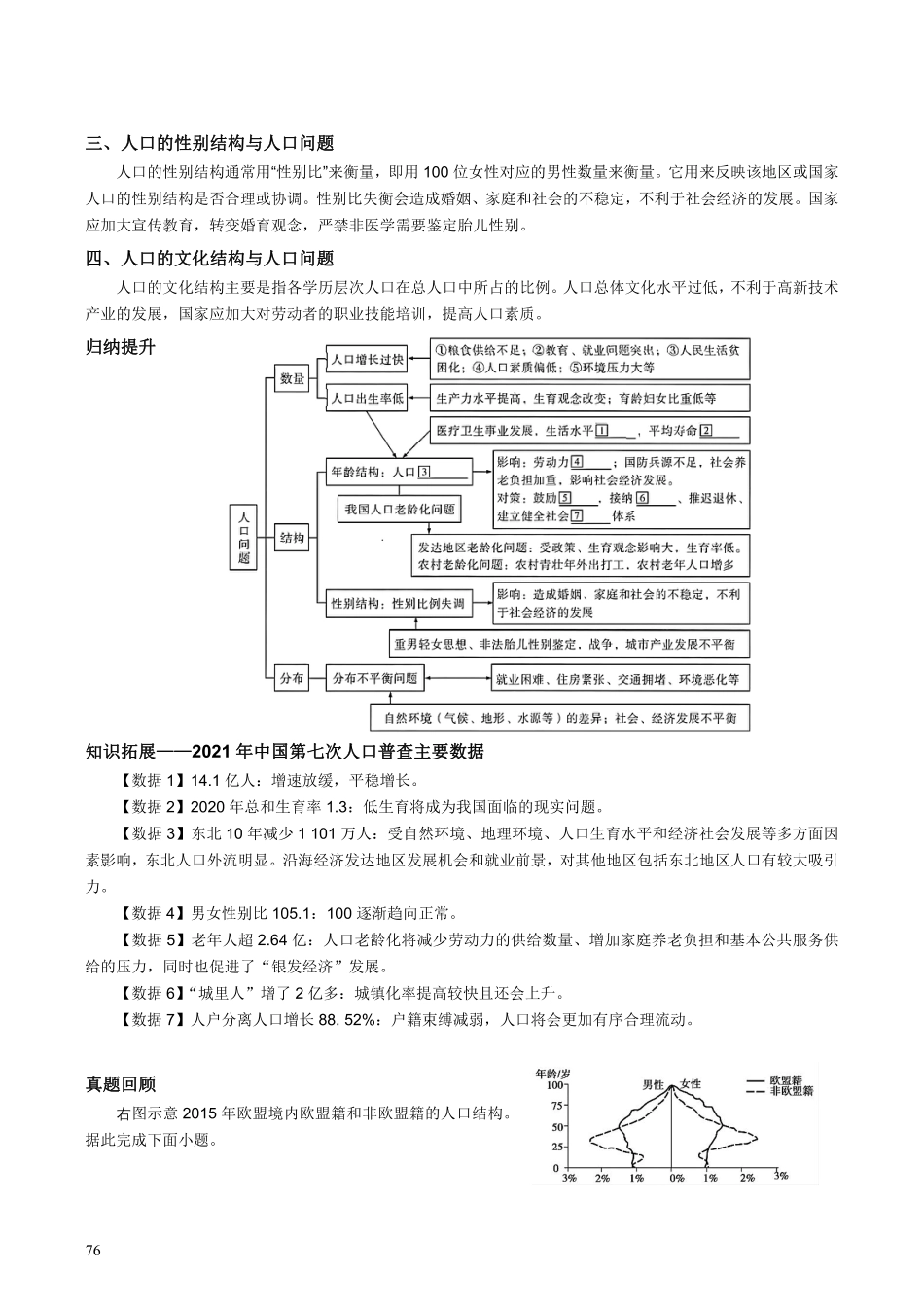 【整合突破专题学案】主题十二：人口与城市（高三地理自主复习资料，pdf版）.pdf