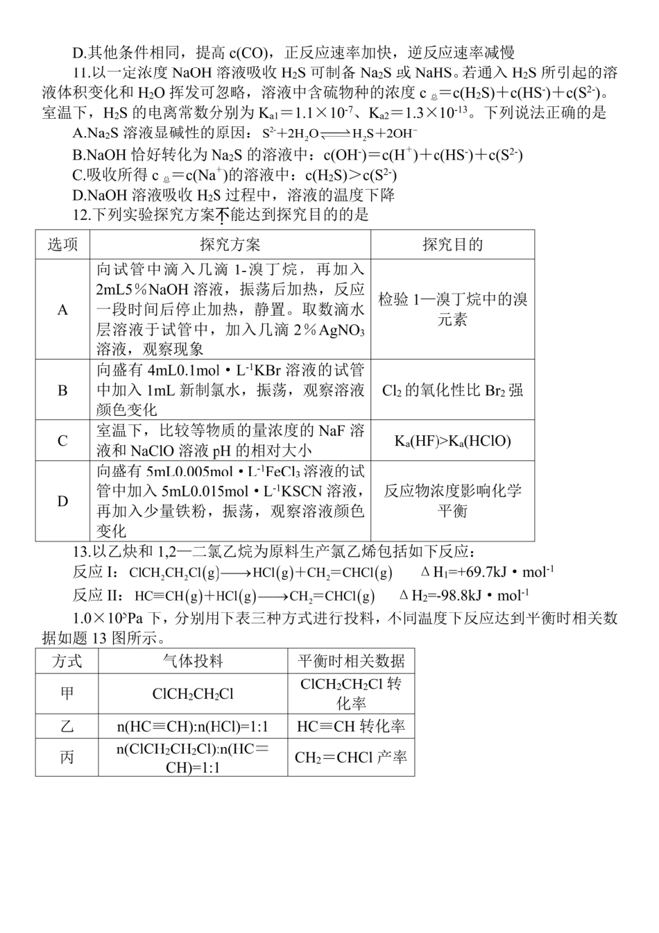 高考化学2023届江苏省南京市、盐城市高三第二次模拟考试化学卷+答案 (1).pdf