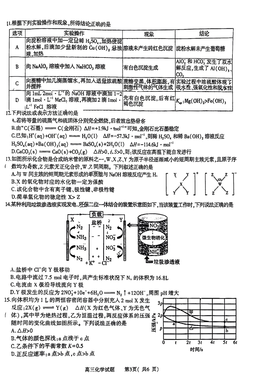 高考化学2023河南省信阳市普通高中高三第二次教学质量检测1.16-17化学.pdf