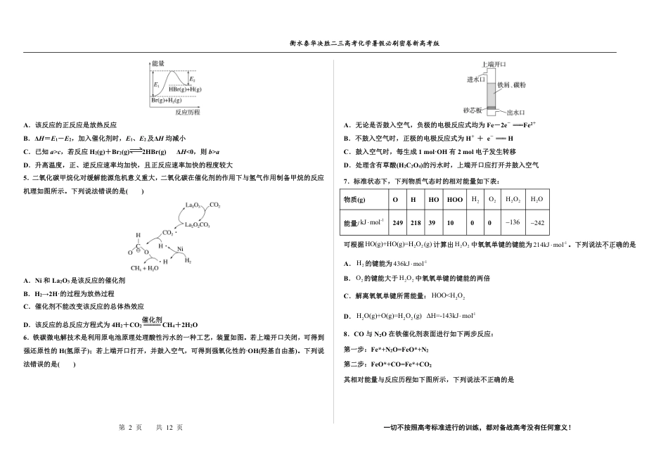 高考化学2023衡水泰华中学（原衡水一中）决胜高考化学暑假必刷密卷 第20套（新高考版）.pdf
