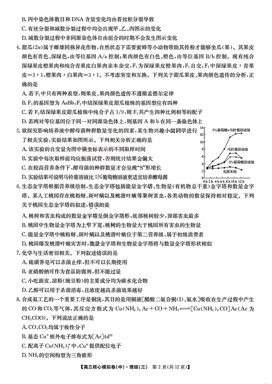 高考化学2023届新高考高三核心模拟卷（中）理综 .pdf