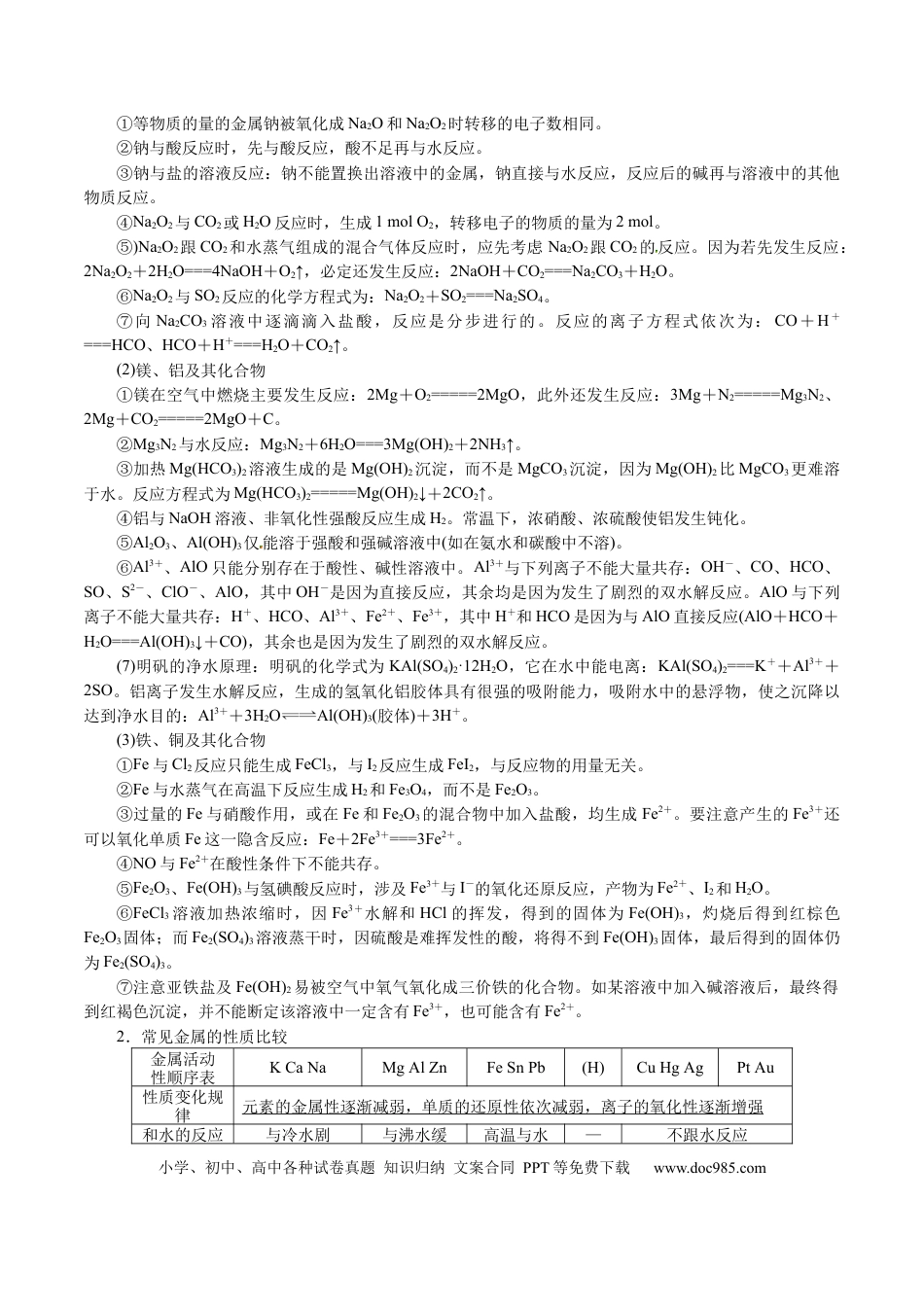 高考化学解密06  金属及其化合物(讲义)-【高频考点解密】2021年高考化学二轮复习讲义+分层训练.docx