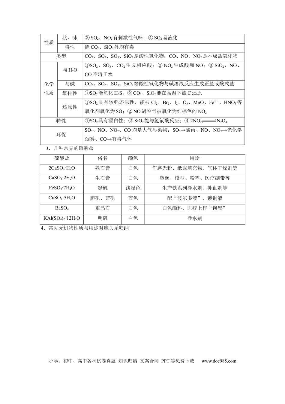 高考化学解密07  非金属及其化合物（讲义）-【高频考点解密】2021年高考化学二轮复习讲义+分层训练（浙江专版）.docx
