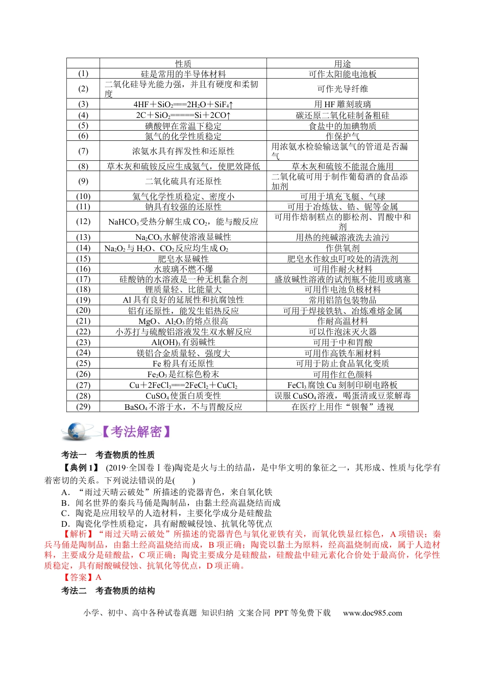 高考化学解密07  非金属及其化合物(讲义)-【高频考点解密】2021年高考化学二轮复习讲义+分层训练.docx