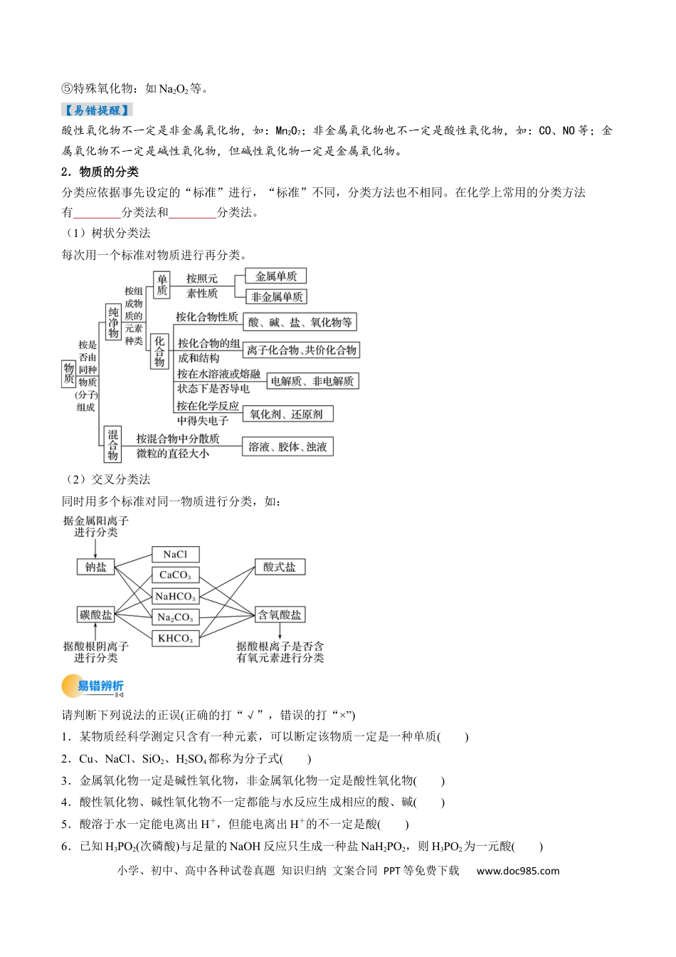 高考化学考点01  物质的分类及转化（核心考点精讲精练）-备战2025年高考化学一轮复习考点帮（新高考通用）（原卷版）.docx