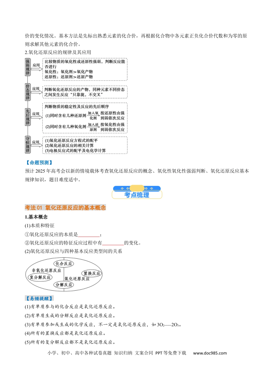 高考化学考点04  氧化还原反应的基本概念和规律（核心考点精讲精练）-备战2025年高考化学一轮复习考点帮（新高考通用）（原卷版）.docx