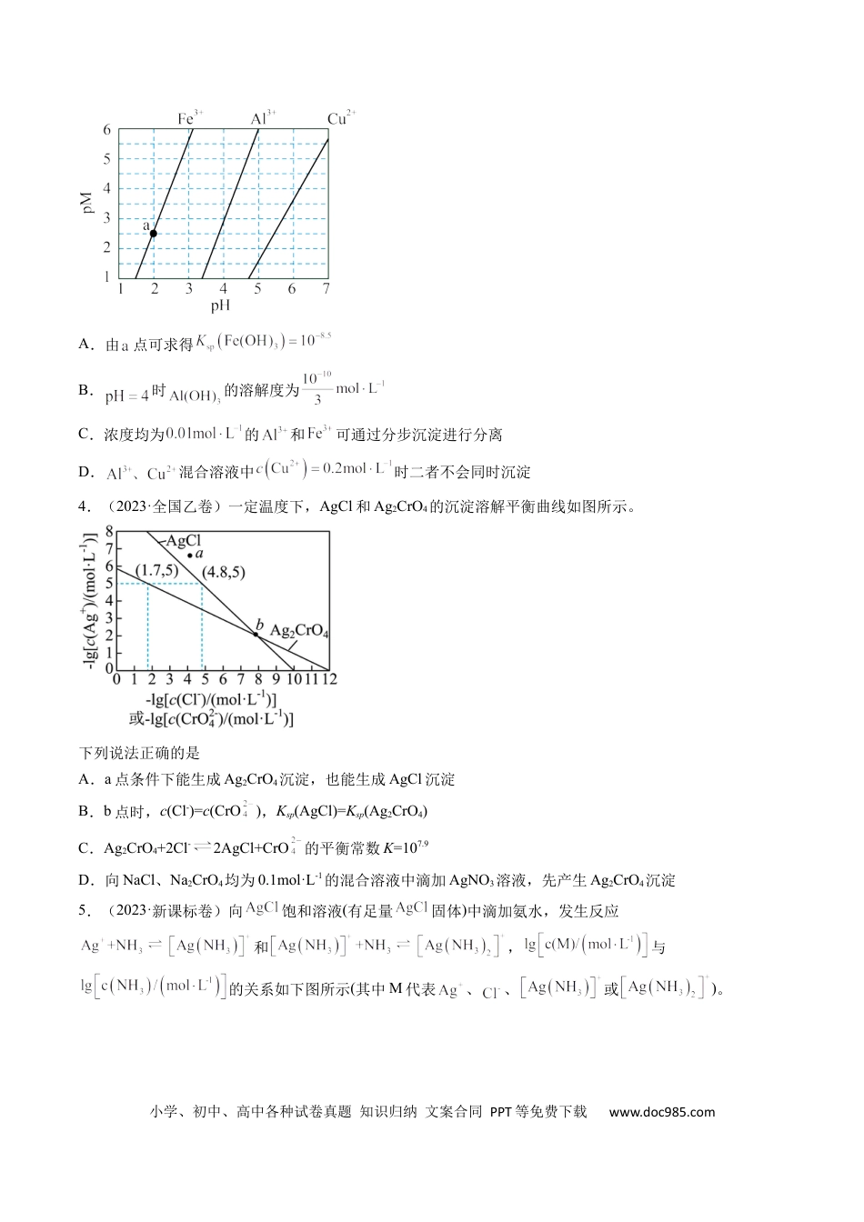 高考化学专题10 水溶液中的离子反应与平衡-学易金卷：五年（2019-2023）高考化学真题分项汇编（全国通用）（原卷版）.docx