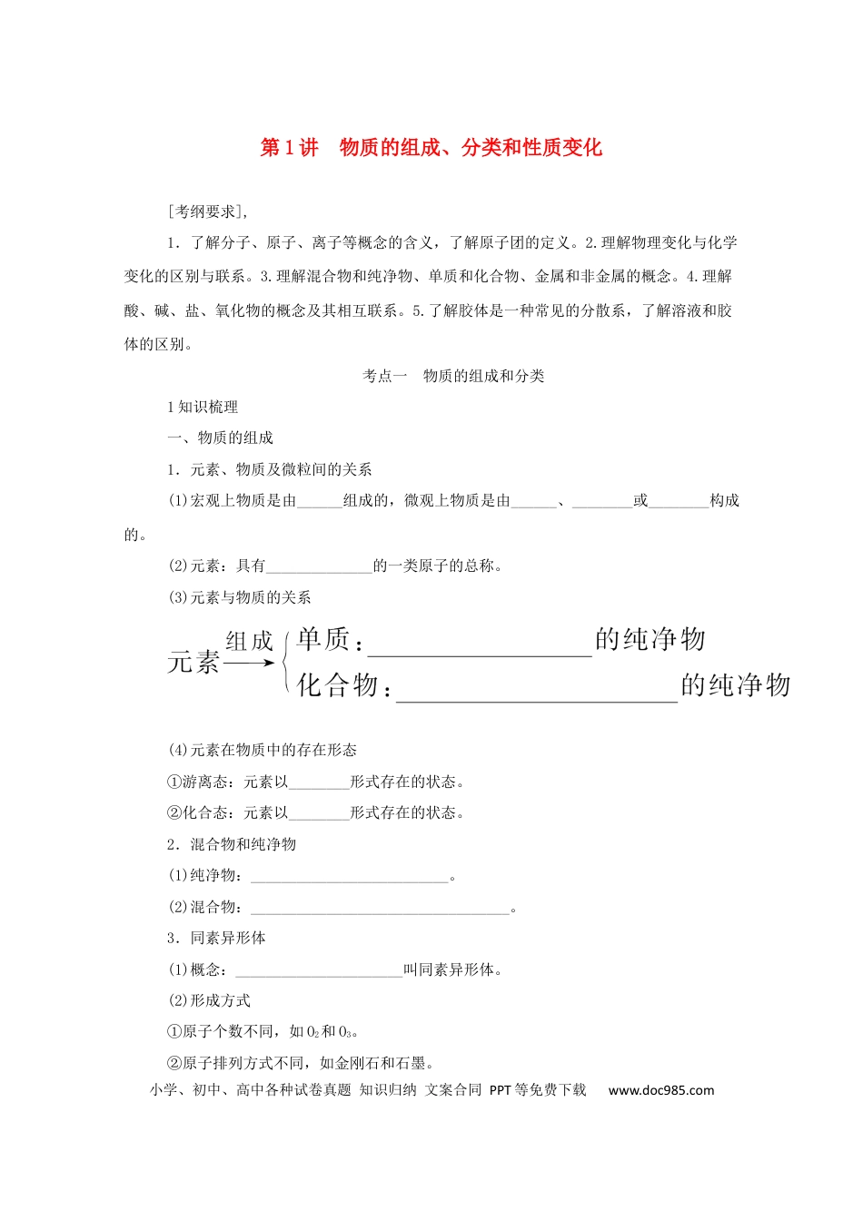 高考化学2022届高考化学一轮复习2.1物质的组成分类和性质变化学案202106071132.docx