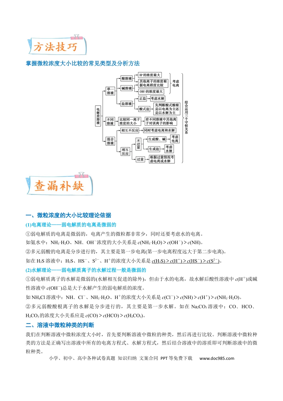 高考化学【升级版】微专题41  水溶液中的三大守恒和浓度大小比较-备战2024年高考化学考点微专题（原卷版）(全国版) .docx