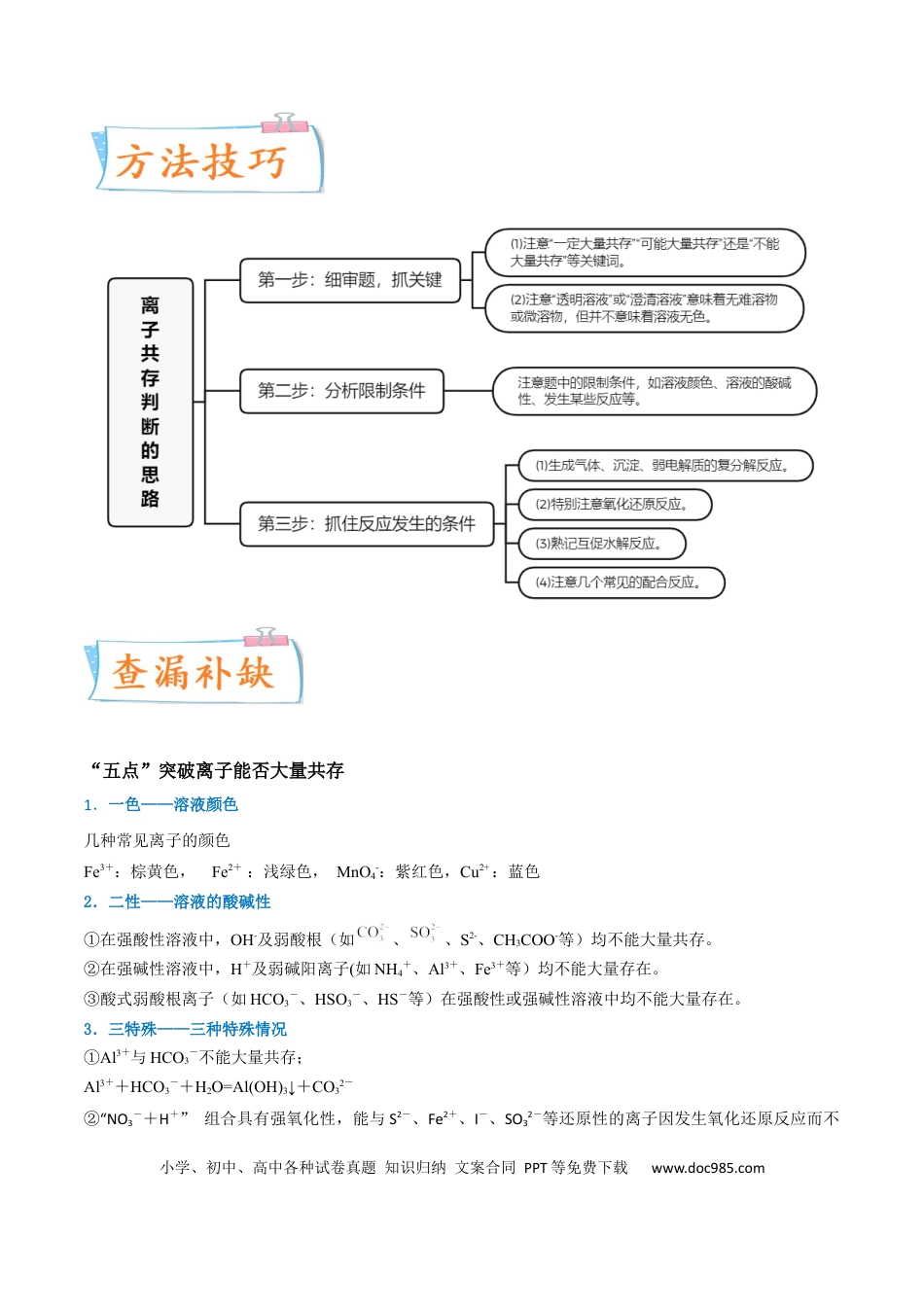 高考化学【升级版】微专题07  “五点”破解离子共存（原卷版）(全国版).docx