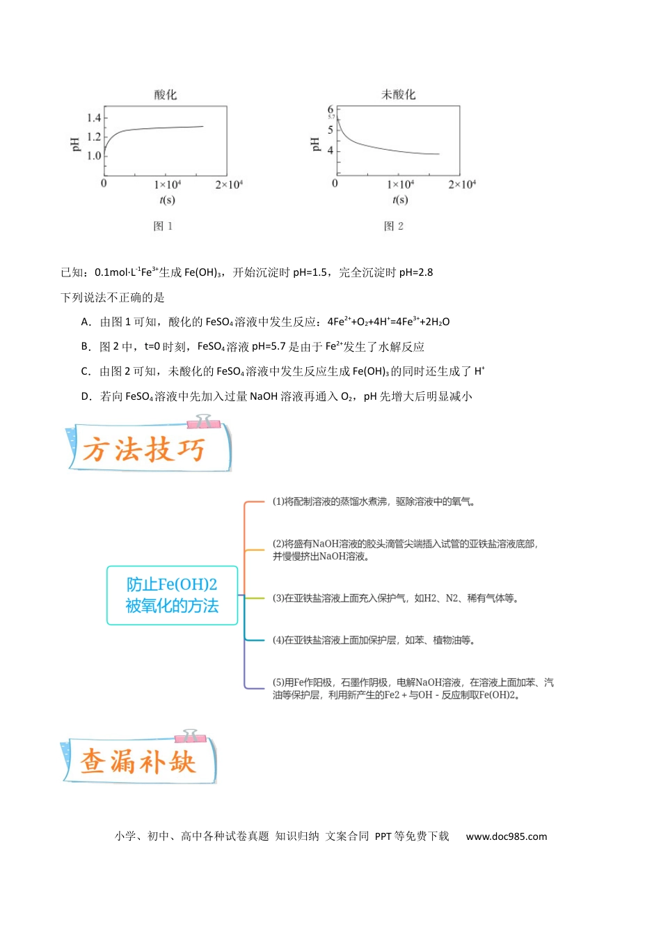 高考化学【升级版】微专题14  氢氧化亚铁、高铁酸盐的制备实验探究（原卷版）(全国版).docx