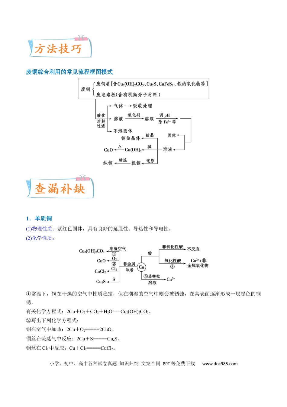 高考化学【升级版】微专题15  铜及其化合物的性质、制备与实验探究（原卷版）(全国版).docx